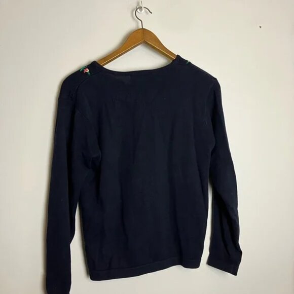 Pendleton Vintage Navy Blue Cottagecore Cardigan With Pink Embroidered Flowers - Picture 7 of 7